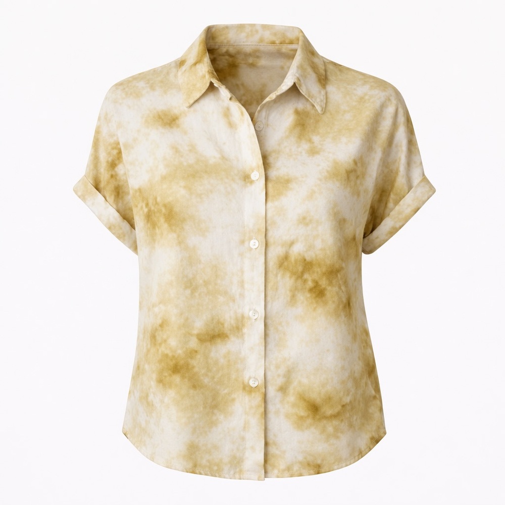 Jon & Anna Yellow and Cream Contemporary Shirt Size Small